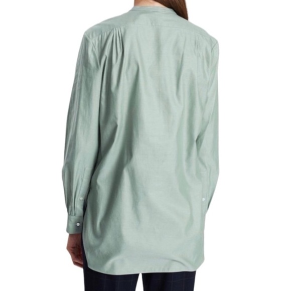 THEORY Relaxed Fit Long Sleeve Popover Cotton Tunic Top, Aspen Green, Petite OOP - Picture 2 of 2
